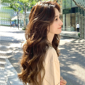 港风羊毛卷假发女长发暖茶棕全头套中分刘海lolita长卷发蓬松假发