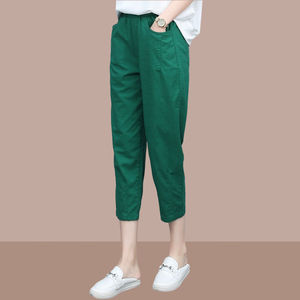 七分裤女夏季薄款2024年新款时尚女装宽松百搭减龄绿色哈伦休闲裤