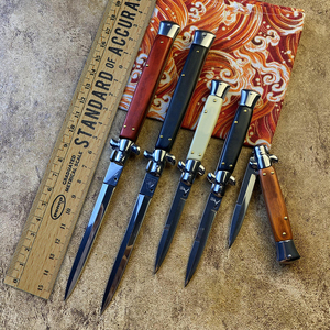 折叠刀黑手党长款开刃刀锋利快开战术冷兵器小刀防身户外军工刀具