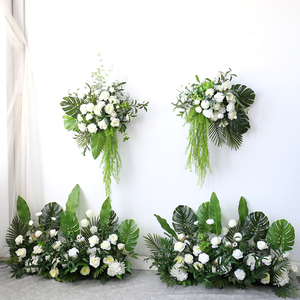 白绿系仿真婚庆绢花长条花舞台组合背景花架路引壁挂布置装饰花艺