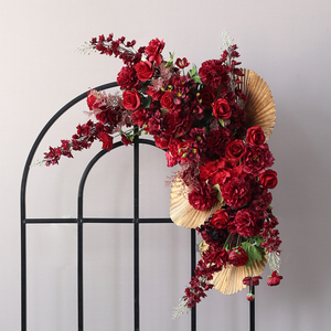 弧形拱门挂花门楣装饰仿真玫瑰墙面装饰花创意挂壁摄影布景花艺