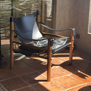 北欧复古单人休闲沙发椅实木客厅阳台家用真皮躺椅现代简约小户型