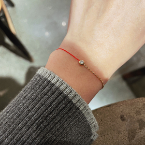 小红绳手链半绳半链单钻女本命年小众设计款叠戴编织玫瑰金手链