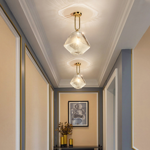 全铜走廊过道灯钻石轻奢网红灯饰北欧简约后现代阳台玄关入户吊灯