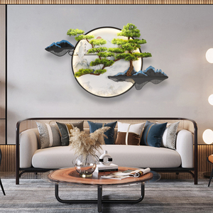 中式迎客松玄关装饰画创意立体展厅酒店会所壁画大气客厅沙发挂画