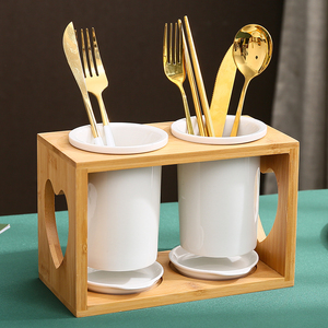 陶瓷竹木筷筒 创意筷子筒厨房滤水筷笼镂空筷桶筷子盒收纳
