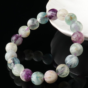 一宝水晶天然羽毛萤石手链女男情侣款饰品礼物彩萤石手链单圈手串