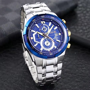 卡西欧红牛限量海洋之心手表男赛车计时非机械型efr-539钢带男表