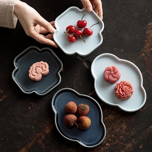 小号陶瓷中日式复古风坚果水果零食下午茶糕点心托盘碟子创意拼盘
