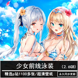 动漫画风二次元泳装壁纸少女前线图片 pixiv同人图集美术绘画素材