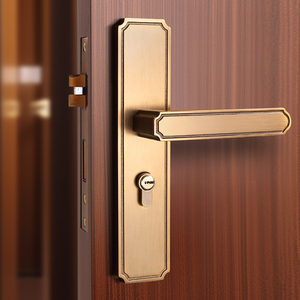 新中式门锁 家用 通用型室内门锁实木门现代卧室房门锁古铜静音