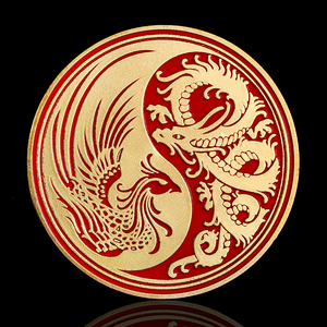 龙凤金币吊坠男士项链女神龙凤凰流浪币阴阳双鱼太极八卦幸运硬币