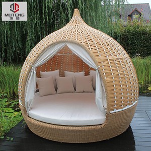 户外躺床室外床庭院床藤椅床沙滩花园别墅露台休闲藤编圆床鸟笼床