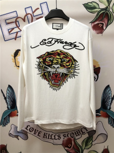 ed埃德哈迪潮牌印花烫钻老虎头早春新款休闲圆男女同款长袖t恤