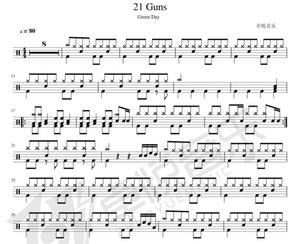 《21guns》架子鼓谱 无鼓伴奏.