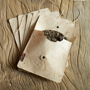 斗室案上复古草纸茶饼袋秸秆纸袋普洱茶饼包装袋白茶存茶袋收纳袋