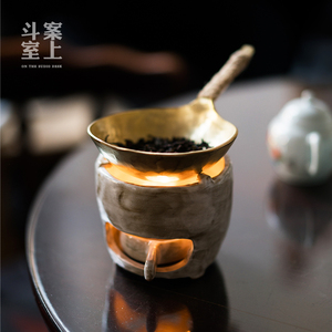 纯手工手作日式纯铜焙茶烤茶炉茶席小型温茶炉蜡烛底座茶叶提香器