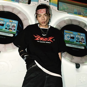 法老同款黑白灰爱心短袖潮牌男宽松圆领复古嘻哈t恤