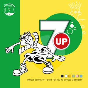 七喜小子莫7吉托联名t恤短袖男oversize街头风ins潮宽松学生衣服t