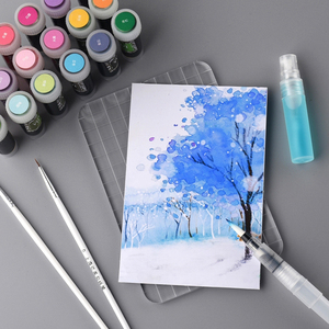 彩墨染卡套装 书签制作材料 diy套装新手金粉手工制作 自制diy墨水