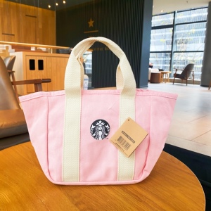 台湾星巴克2021圣诞节礼物粉色手提包手提帆布袋日常通勤包托特包