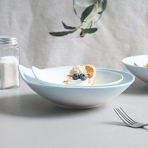 流云鲸鱼碗陶瓷创意甜品碗沙拉碗高级感家用汤盘菜碗西餐盘子菜盘