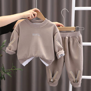 婴儿衣服秋季纯棉长袖两件套外出服套装五6七8九10个月男宝宝秋装