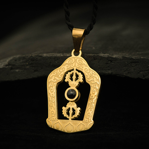 莲花生大士吊坠男钛钢十相自在金刚杵挂件金刚萨埵平安护身符项链