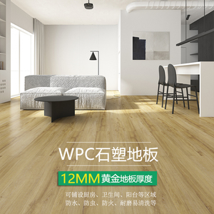 爱特WPC木塑锁扣地板12mm加厚地暖石晶SPC石塑地板家用防水软木垫