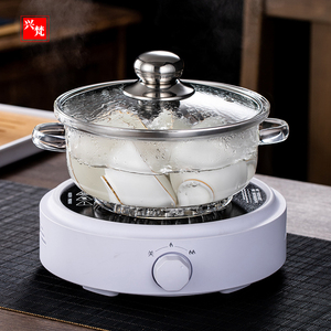 耐高温玻璃消毒锅茶洗带盖平底电磁炉可用消毒茶杯消毒锅杯洗器皿