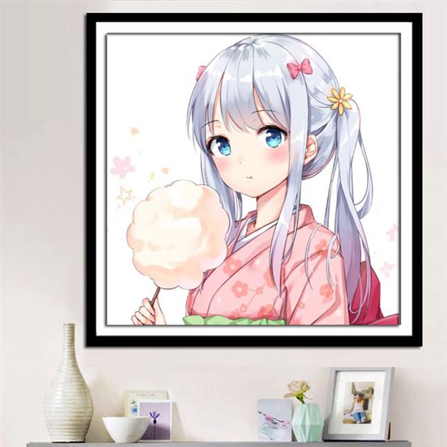 钻石画满钻卡通动漫和泉纱雾可爱女孩棉花糖儿童卧室贴钻十字绣