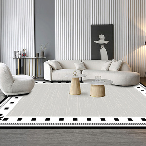 梵高Roya意式极简地毯客厅进口羊毛黑白灰色现代简约卧室轻奢高级