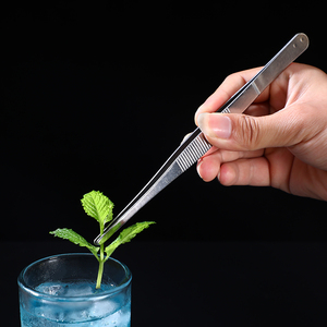 不锈钢尖头小镊子酒吧调酒加厚夹薄荷叶工具创意鸡尾酒装饰物夹子