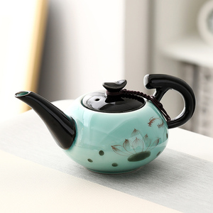 禾戈创意青瓷手绘小茶壶陶瓷家用功夫茶具长嘴壶带过滤单壶泡茶器