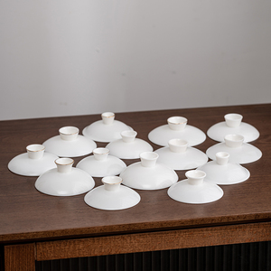 陶瓷单配盖子羊脂玉盖碗盖子白瓷单盖三才盖碗茶具零配泡茶碗碗盖