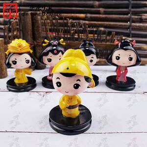 西安旅游纪念品华清宫唐明皇杨贵妃朕略萌皇帝贵妃树脂小公仔摆件