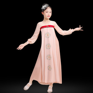 丽人行舞蹈服装儿童古典舞演出服飘逸女童中国风汉服舞蹈服连衣裙