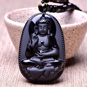 黑曜石本命佛生肖守护神观音吊坠男护身符女项链玉吊坠护身符