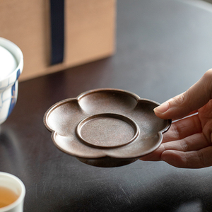 中式复古铜制梅花壶承干泡台家用盖碗壶托盘功夫茶具紫砂壶养壶垫