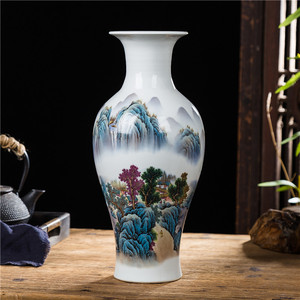 景德镇陶瓷花瓶摆件现代中式客厅家居饰品电视酒柜水养插花瓶摆设