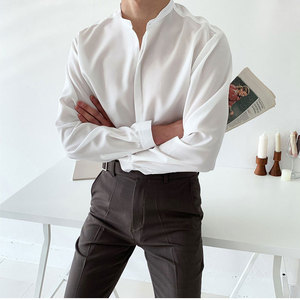 男士衬衫长袖无领