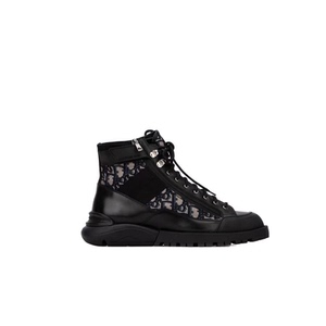 dior/迪奥休闲运动鞋男士系带老花印花时尚潮流高帮百搭圆头短靴