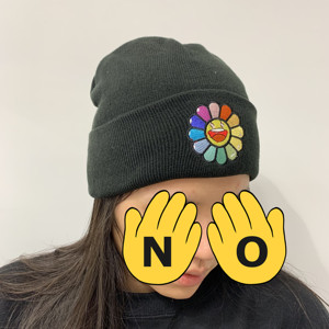 村上隆笑脸太阳花刺绣 邓紫棋同款 圆顶冬季男女毛线帽针织帽冷帽