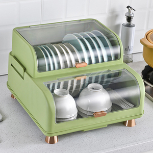碗柜小型家用厨房收纳餐具柜多功能沥水放碗筷分层储物柜置物架