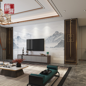 画屏 岩板1200x2400电视背景墙瓷砖简约新中式大理石轻奢影视墙
