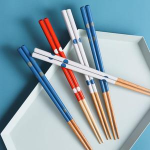高档木筷子家用日式不发霉一家三口家庭分餐防滑筷子专用高颜值