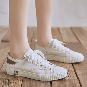 人本白色帆布鞋女日系女生夏天透气低帮百搭平底鞋子原宿风小白鞋