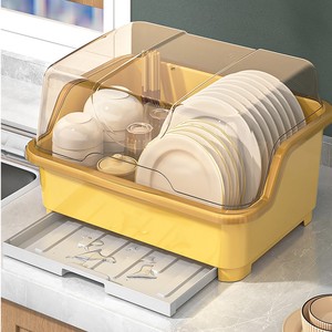 厨房装碗筷碗碟收纳盒带盖塑料沥水架特大号家用滤水碗篮置物架