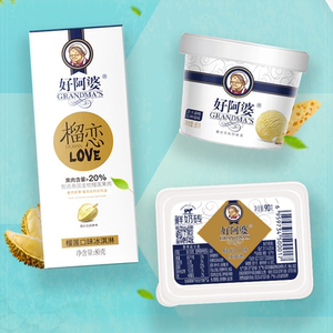 好阿婆榴莲味雪糕芝士杯冰激凌牛奶冰砖冰淇淋80g5支纯正泰国榴莲