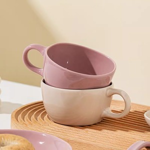 LePantry陶瓷带勺子酸奶碗燕麦碗麦片早餐杯单耳燕麦杯牛奶大杯碗